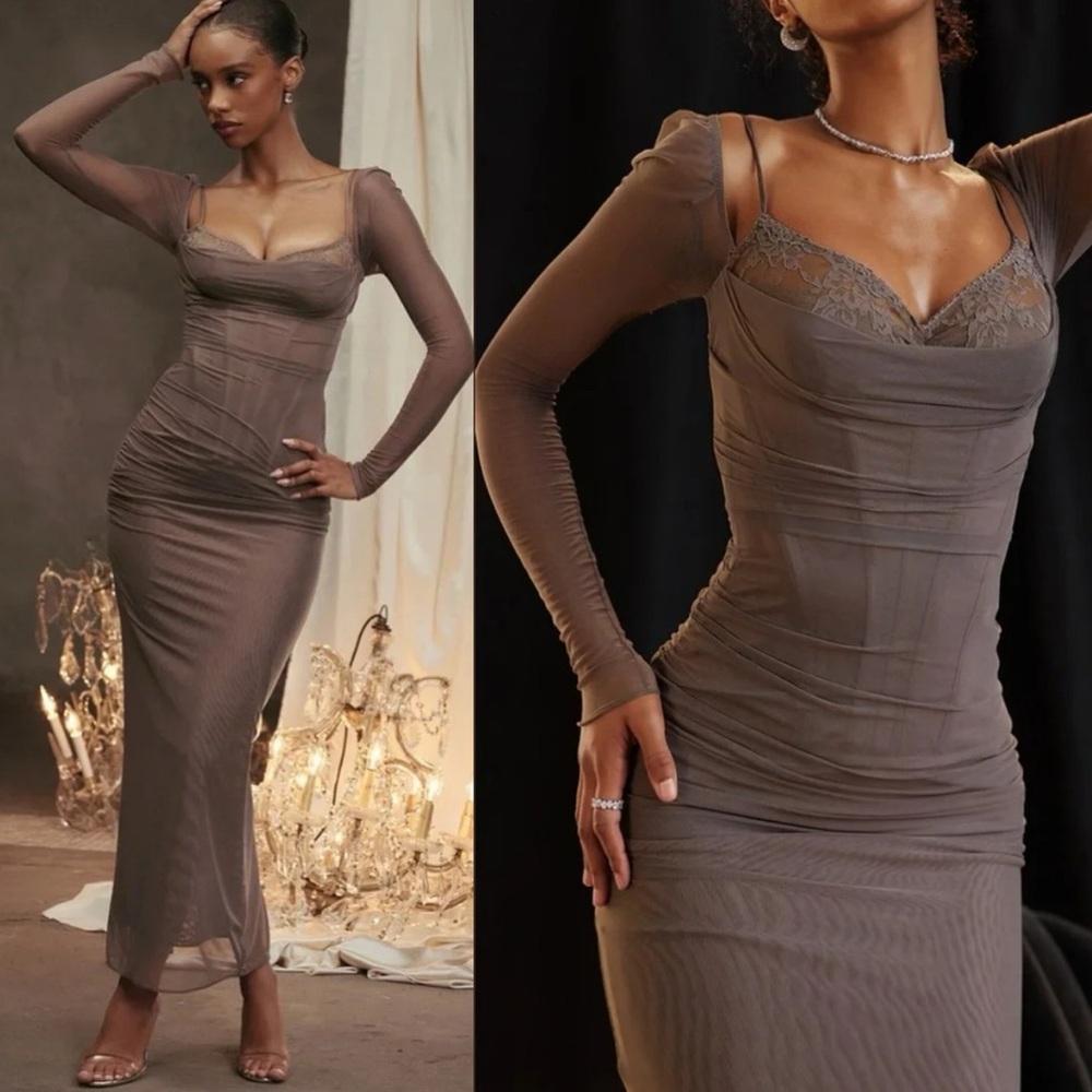 House of CB Katarina Smoke Long Sleeve Maxi Dress